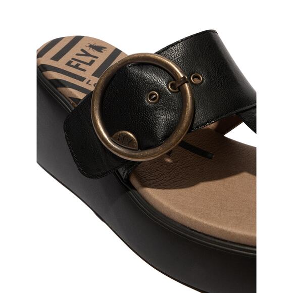 Fly London DAFI938FLY Buckle Mules Sandals - Glamorous Comfort in Black - SZ 7.5 - Picture 4 of 9